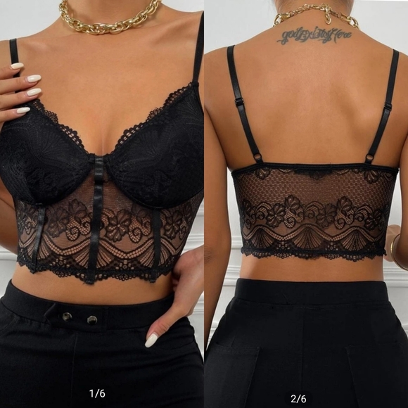 Long line black lace bralette - Picture 4 of 5
